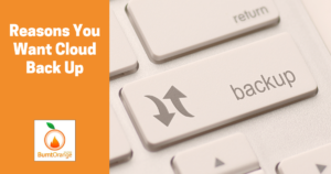 Reasons you want cloud back up burnt orange logo and a set of keys from a keyboard